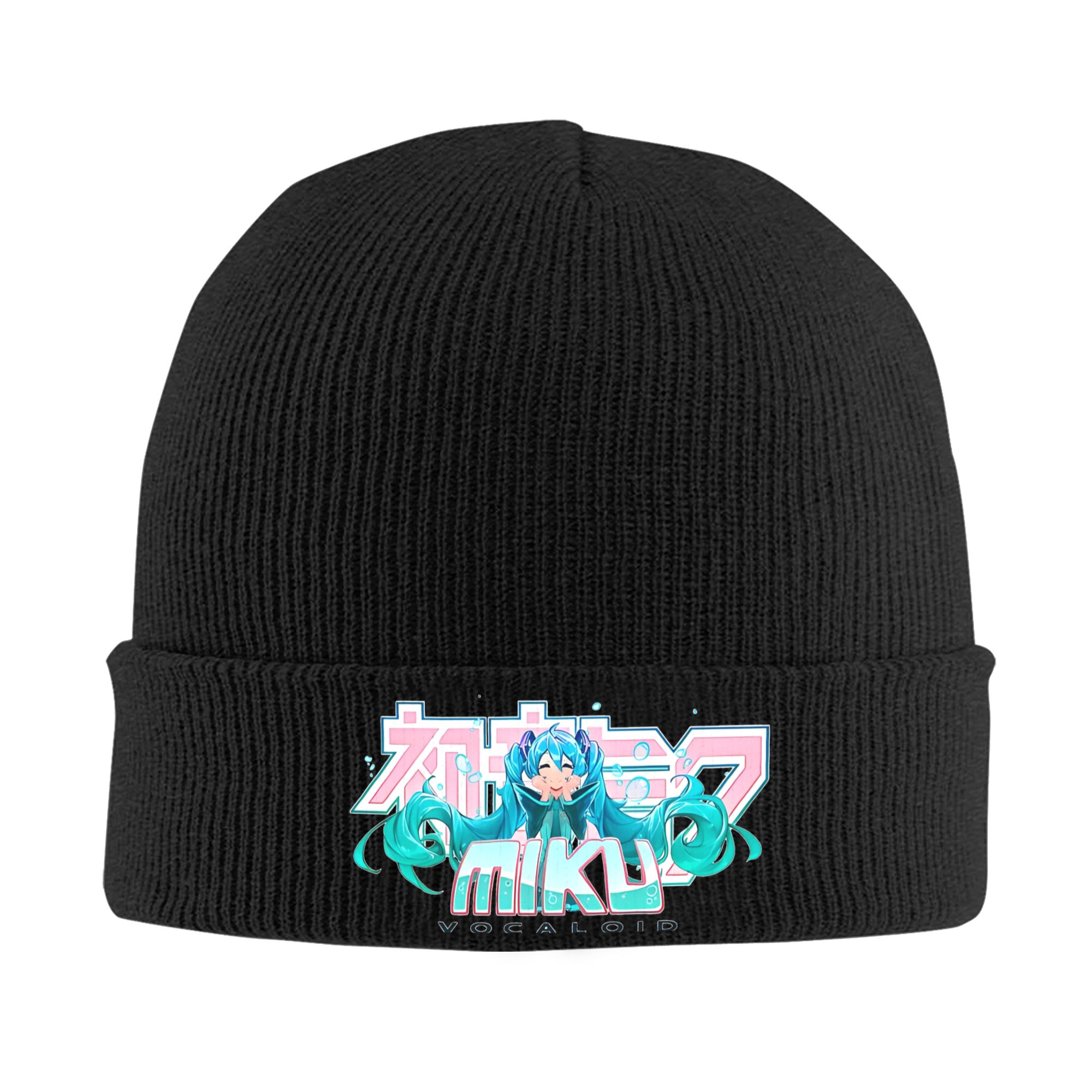 Beanie Cuffed Knit - 初音ミク リブニット カフ付きビーニー 男女兼用 冬用暖かい帽子 ニット帽