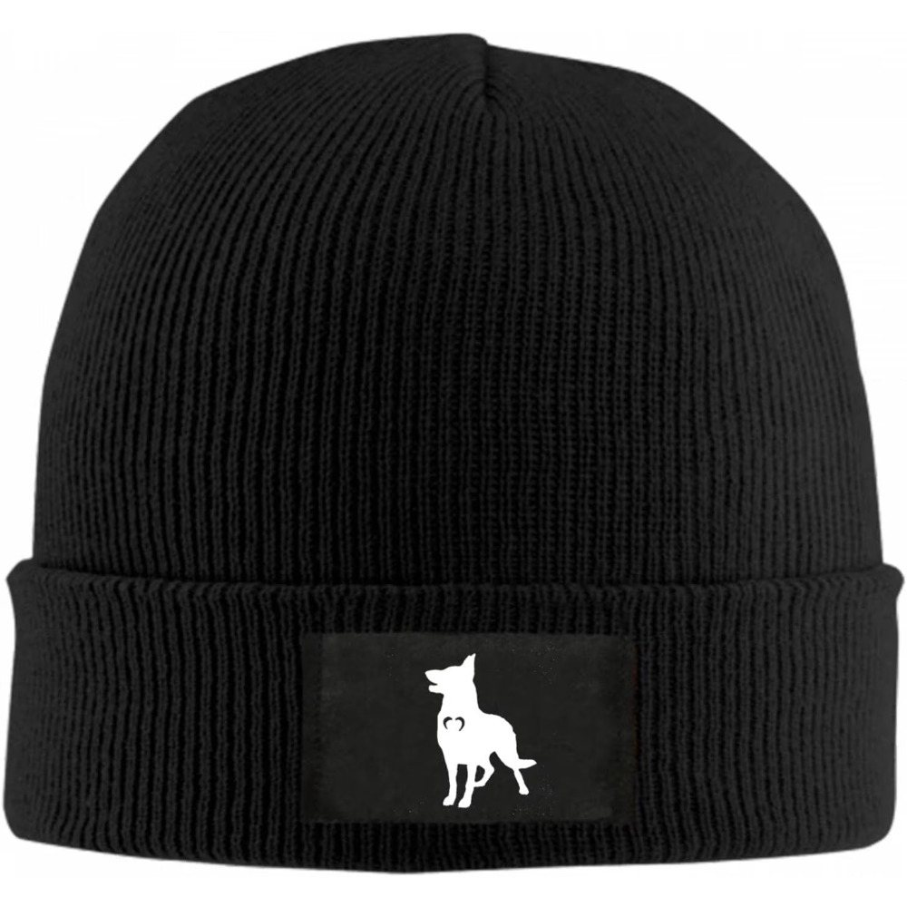 Beanie Cuffed Knit - ハート柄のジャーマンシェパード柄ビーニー帽、男女兼用冬用帽子、折り返し付き冬用ビーニー、暖かいスカルキャップ、無地ニット帽