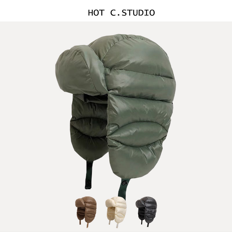 Trapper Hat Ear Flap - 冬用保温ダウンウシャンカハット 防水イヤーフラップ付きトラッパーキャップ 防寒 軽量 パイロット アウトドア
