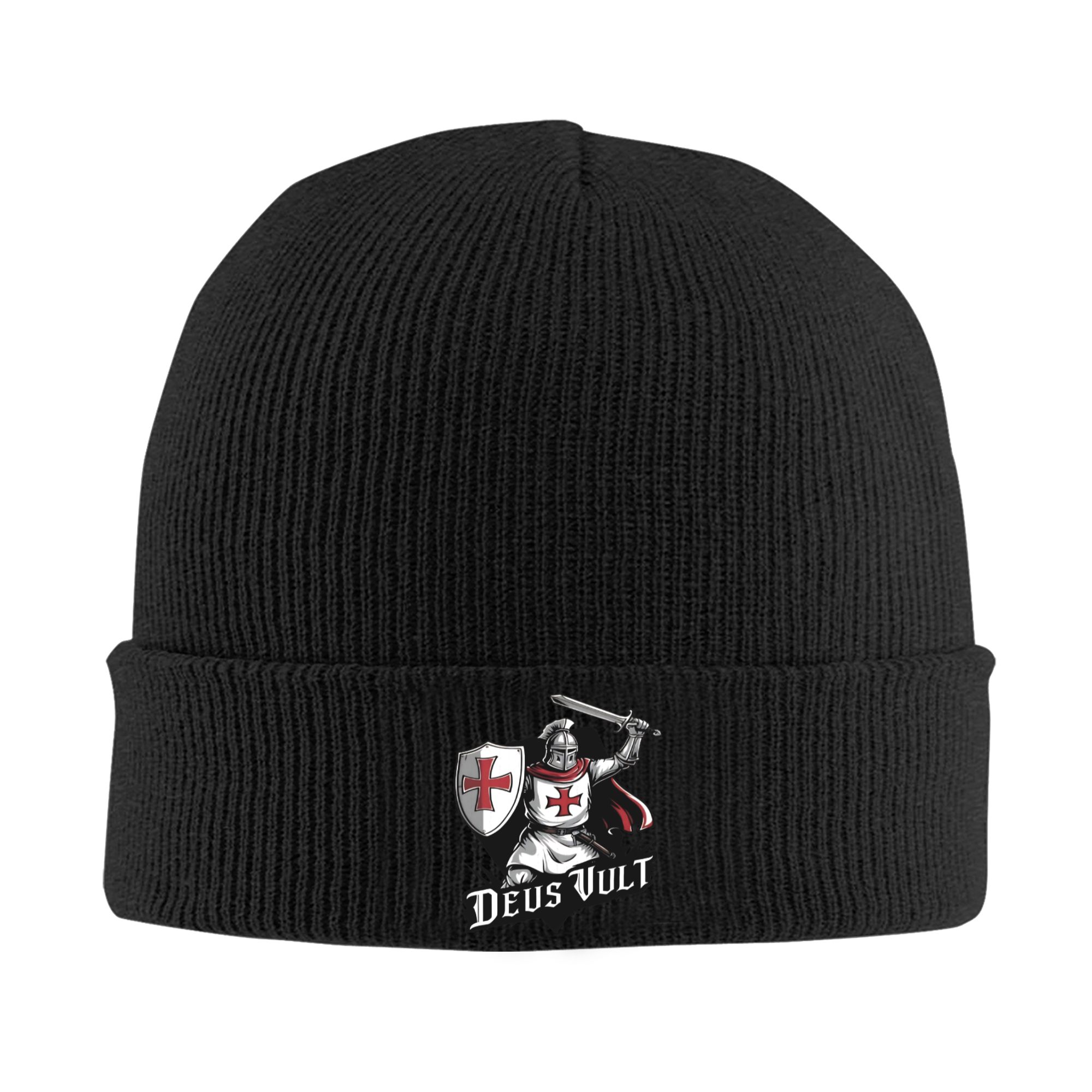 Beanie Cuffed Knit - デウス・ヴルト - テンプル騎士団風リブニットカフ付きビーニー ユニセックス用 冬用暖かいボンネット ニット帽