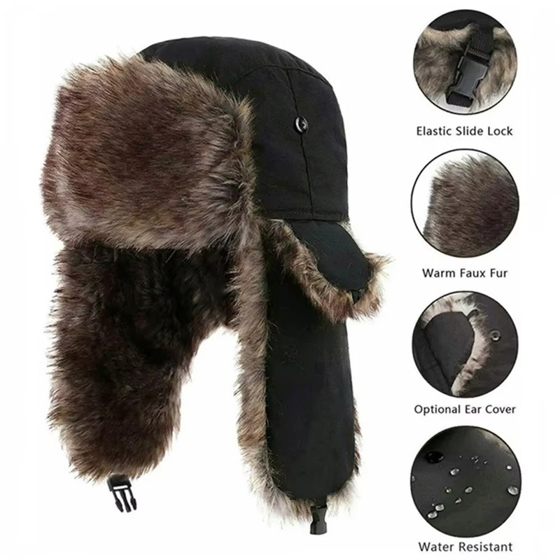 冬用ロシア風ウシャンカ帽子 メンズ ミリタリースタイル パイ - Winter Trapper Hat のレビューと価格