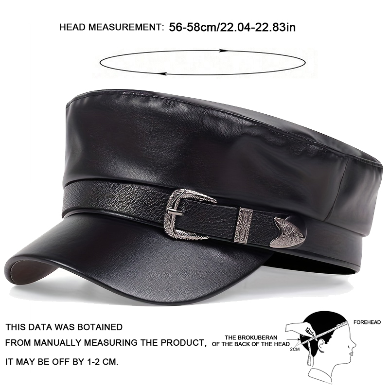 ファッション女性用大型ベルトバックルレザーハット春秋セーラー - Snapback Hat Flat のレビューと価格