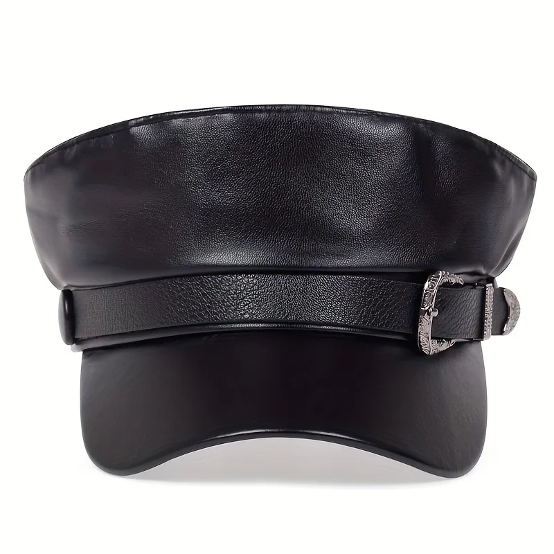 ファッション女性用大型ベルトバックルレザーハット春秋セーラー - Snapback Hat Flat のレビューと価格