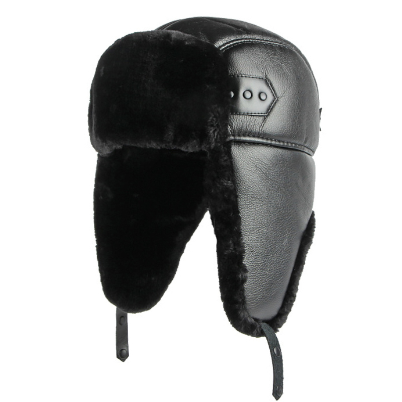 Ht4002-ロシアの革の帽子,厚くて暖かい,防風,男性用, - Winter Trapper Hat のレビューと価格