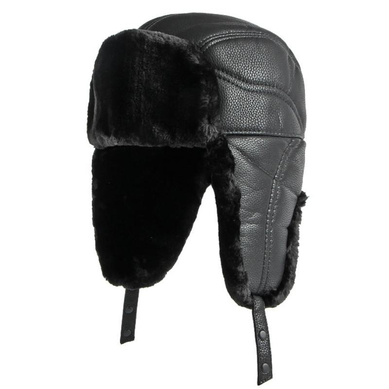 Ht4002-ロシアの革の帽子,厚くて暖かい,防風,男性用, - Winter Trapper Hat のレビューと価格