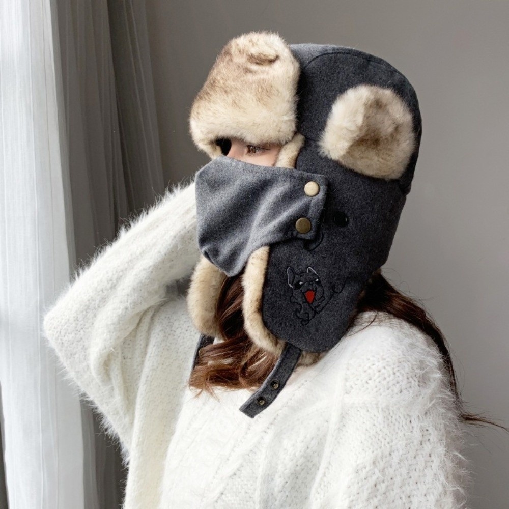 フェイスマスク付きフェイクファー裏地トラッパーハット、暖かい - Trapper Hat Ear Flap のレビューと価格