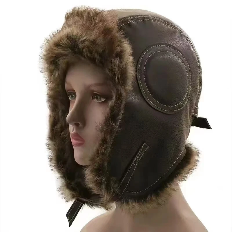 レザー SnowWint キャップ 耳当て付き 防風 暖かい - Winter Trapper Hat のレビューと価格