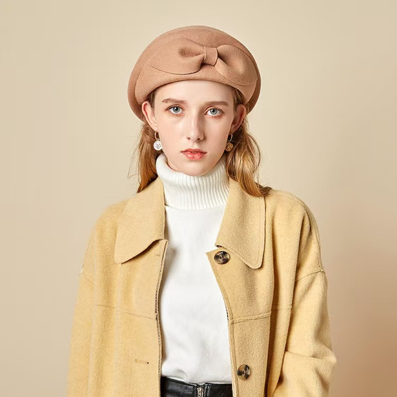 ウールヴィンテージ暖かいウール冬ベレー帽女性スチュワーデスキ - Beret French Wool のレビューと価格