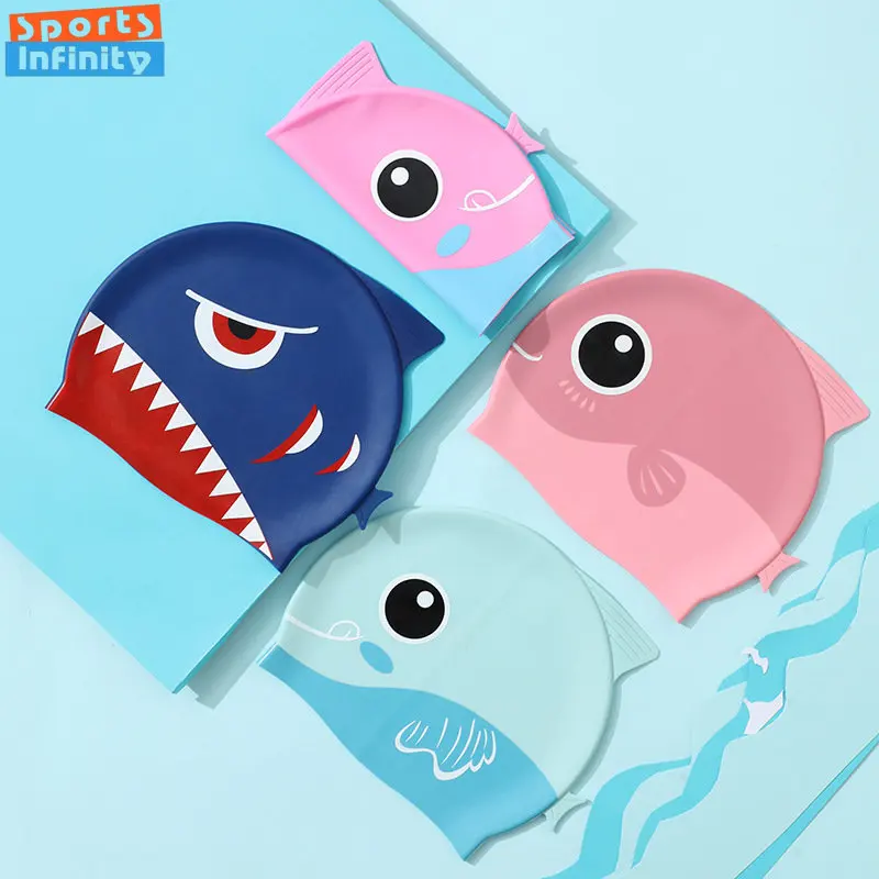 漫画のサメの形をしたかわいいシリコンの水泳帽,子供のための水 - Swim Hat Silicone のレビューと価格